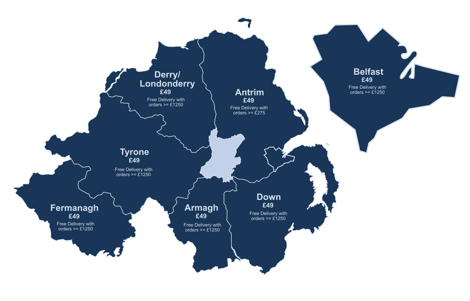 abn delivery map with belfast
